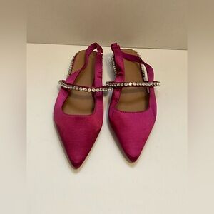 ASOS design Lizzie embellished slingback ballet flats in pink satin 9